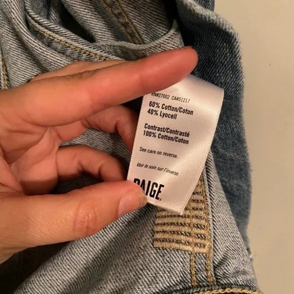Paige Heidi Patchwork Jean Jacket in Underwood Denim size X-Small - Picture 12 of 13